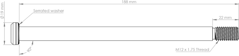 Burgtec 188mm x 12mm 1.75mm Pitch Rear Axle