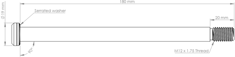 Burgtec 180mm x 12mm 1.75mm Pitch Rear Axle