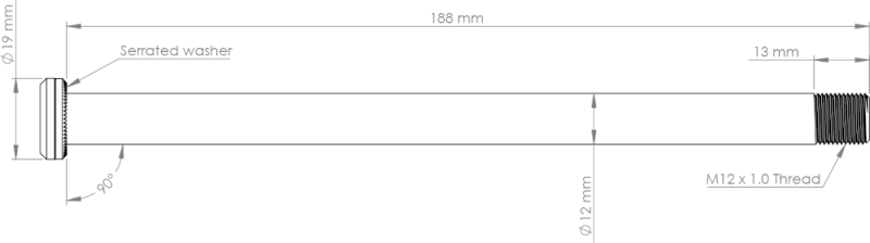 Burgtec 188mm x 12mm 1.00mm Pitch Rear Axle
